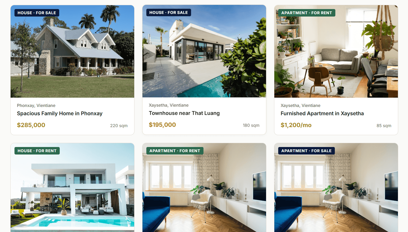 PM Real Estate Laos website screenshot