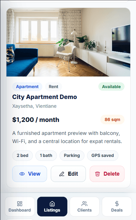 PM Real Estate Laos admin dashboard